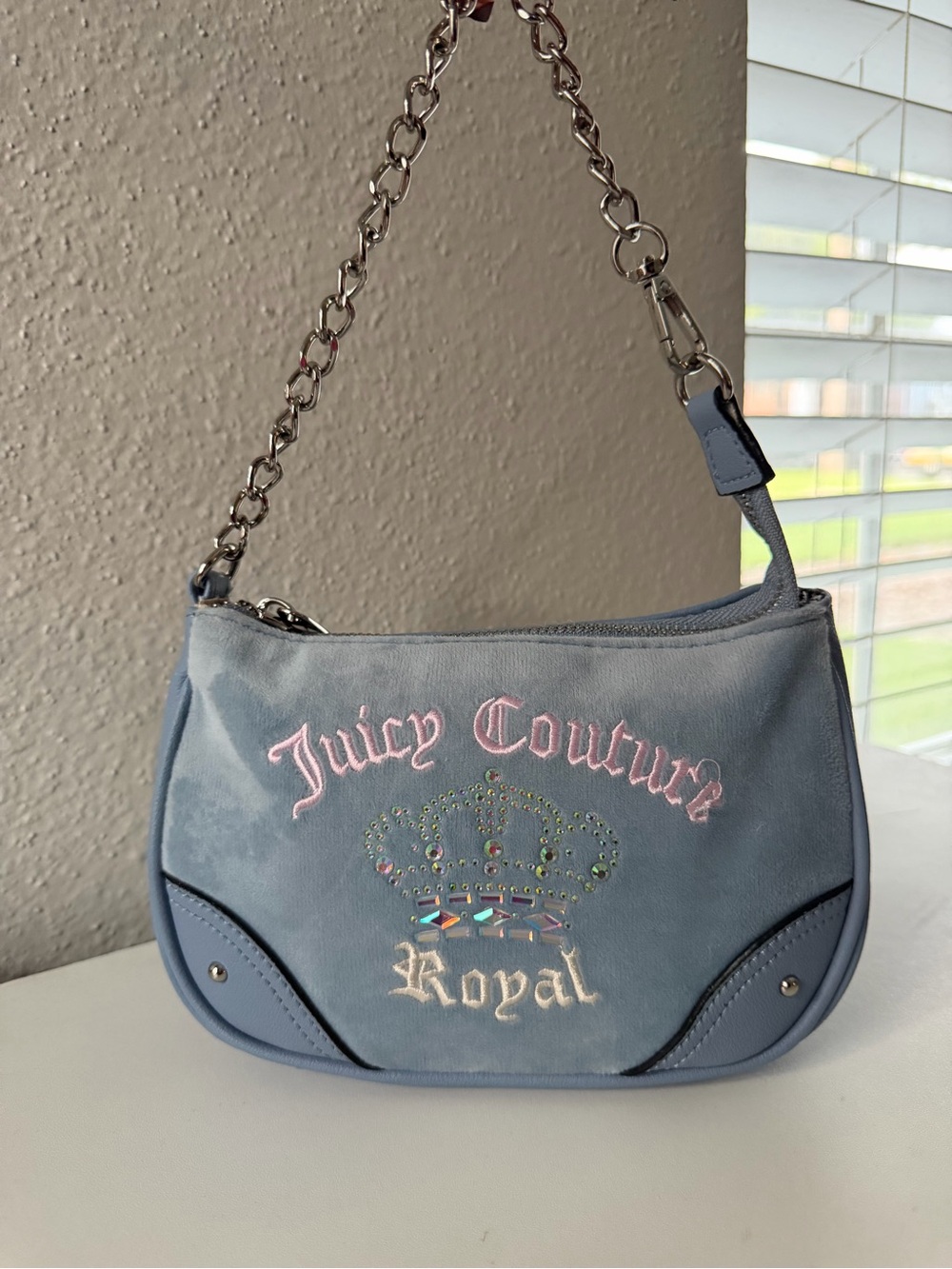 Juicy Couture Royal Embroidered Light Blue Mini Shoulder Bag
